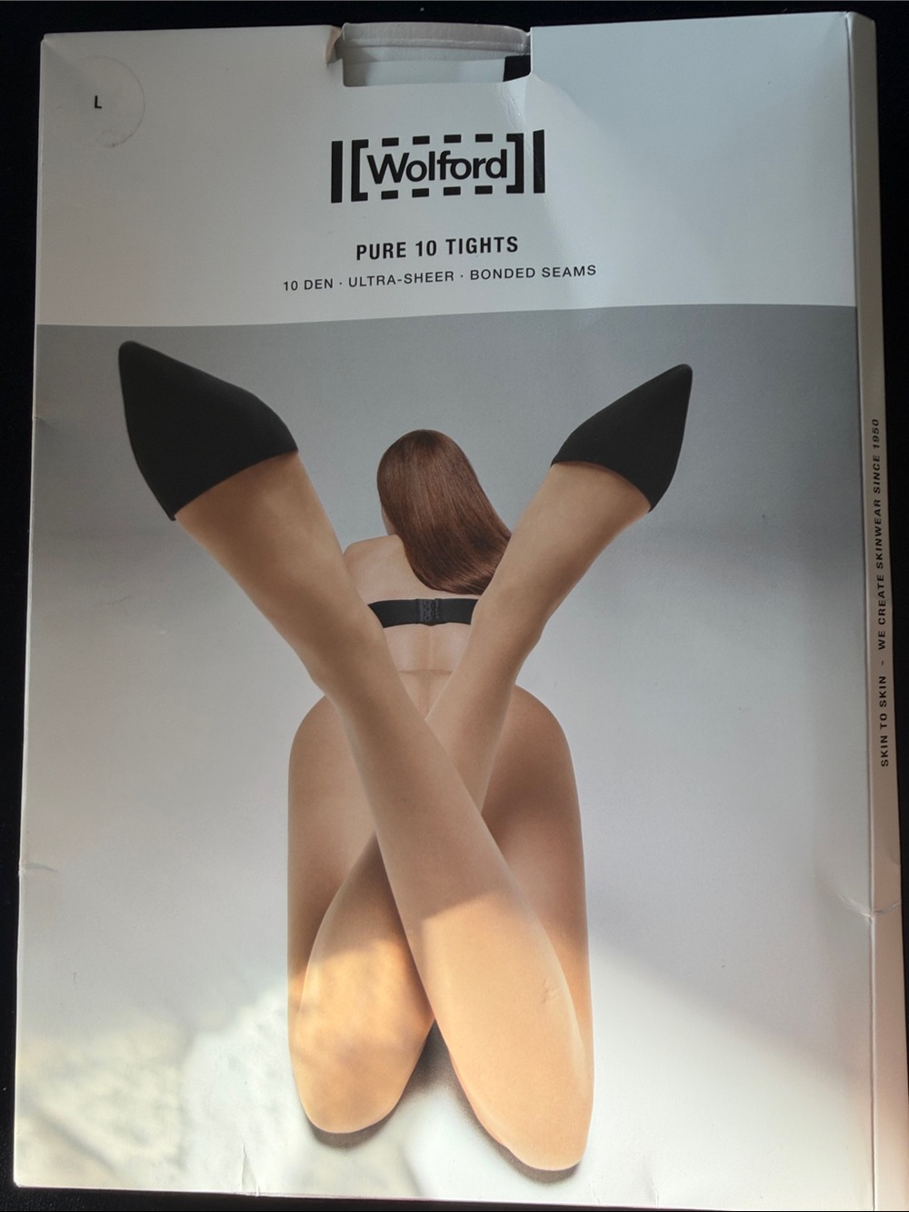 Wolford Pure 10 Tights | Ultra Sheer| 10 Den| Black | Large